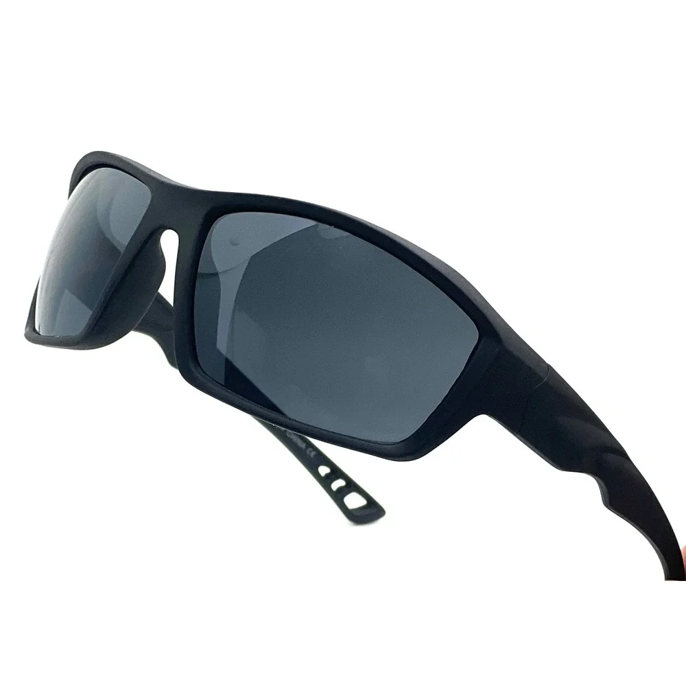 Men's Sporty Wrap Sunglasses Black Frame Gray Lens UV Protection Male Lentes New